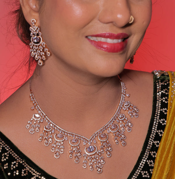 Ammaira's AD Rose Gold Necklace Set
