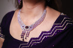 Ammaira's Blue Stone AD Rhodium Platted Sliver Polish Necklace Set