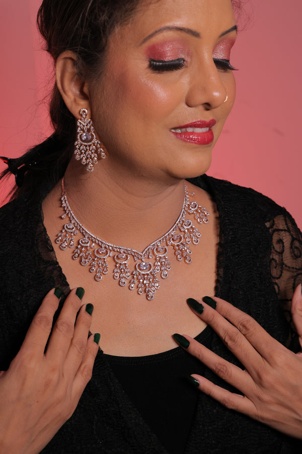 Ammaira's AD Rose Gold Necklace Set
