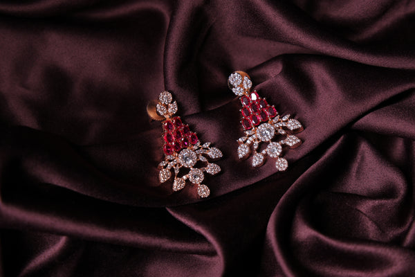 Ammaira's Red Stone Rose Gold AD Necklace Set