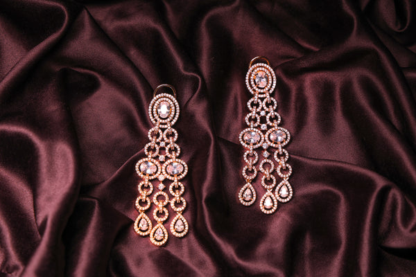 Ammaira's AD Double Layer Rose Gold Necklace Set