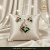 AMMAIRA"S The Emerald Leaf Set: Geometric Pendant & Coordinating Earrings in Rose Gold - Ammaira Jewelz