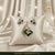 AMMAIRA"S The Emerald Leaf Set: Geometric Pendant & Coordinating Earrings in Rose Gold - Ammaira Jewelz
