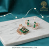AMMAIRA"S The Emerald Leaf Set: Geometric Pendant & Coordinating Earrings in Rose Gold - Ammaira Jewelz