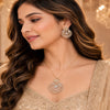 American Diamond Halo Pendant Set Big Size Without Chain