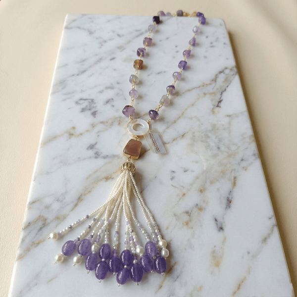 Amethyst Beaded Tassel Necklace | Ammaira Jewelz Ammaira Jewelz