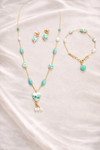Ammaira Aqua Bloom Luxe Gold Mala Set with Bracelet & Earrings