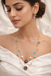 Ammaira Celestia Luxe Gold Crystal & Pearl Mala Set with Earrings