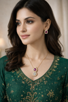 Ammaira Jewelz Carrot Polish Red Stone Polki Pendant Set – Gold Bridal Elegance