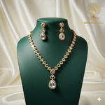 Ammaira's Regal Pear-Drop Polki & Crystal Necklace Set