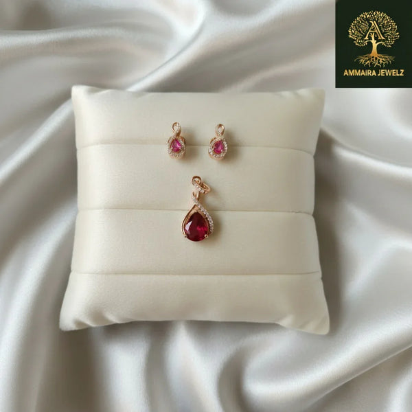 Ammaira's Rose Gold Solitaire Teardrop Set - Ammaira Jewelz