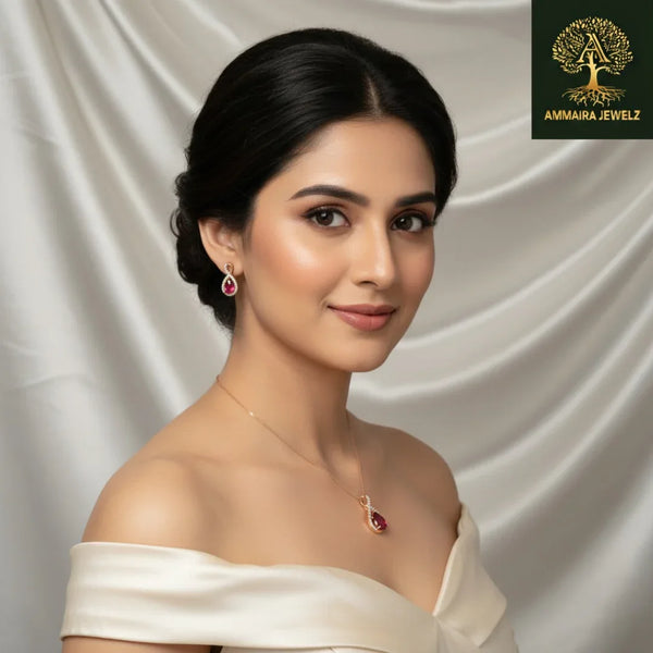 Ammaira's Rose Gold Solitaire Teardrop Set - Ammaira Jewelz