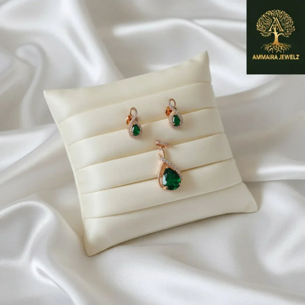 Ammaira's Rose Gold Solitaire Teardrop Set - Ammaira Jewelz