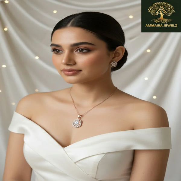 Ammaira's Rose Gold and Gold-Tone Sunburst Solitaire Set - Ammaira Jewelz