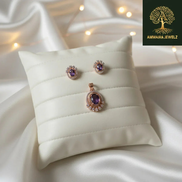 Ammaira's Rose Gold and Gold-Tone Sunburst Solitaire Set - Ammaira Jewelz