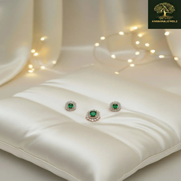 Ammaira's Rose Gold and Gold-Tone Sunburst Solitaire Set - Ammaira Jewelz