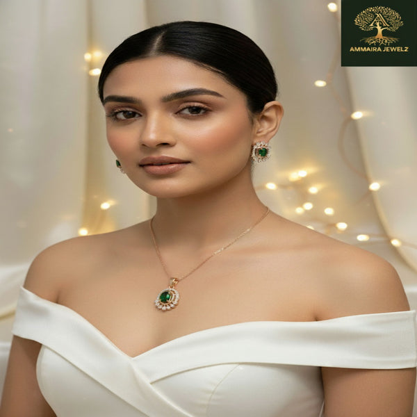 Ammaira's Rose Gold and Gold-Tone Sunburst Solitaire Set