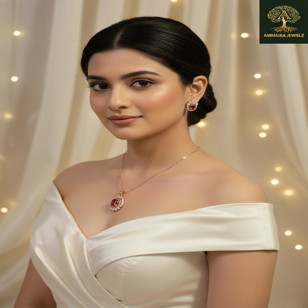 Ammaira's Rose Gold and Gold-Tone Sunburst Solitaire Set