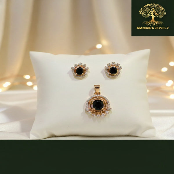 Ammaira's Rose Gold and Gold-Tone Sunburst Solitaire Set