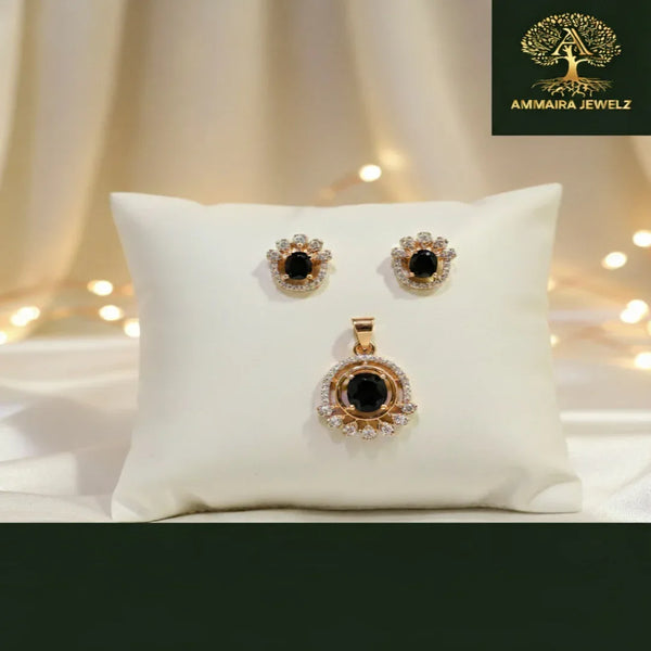 Ammaira's Rose Gold and Gold-Tone Sunburst Solitaire Set - Ammaira Jewelz