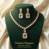 Ammaira's Timeless Emerald-Cut Solitaire & Polki Motif Necklace Set