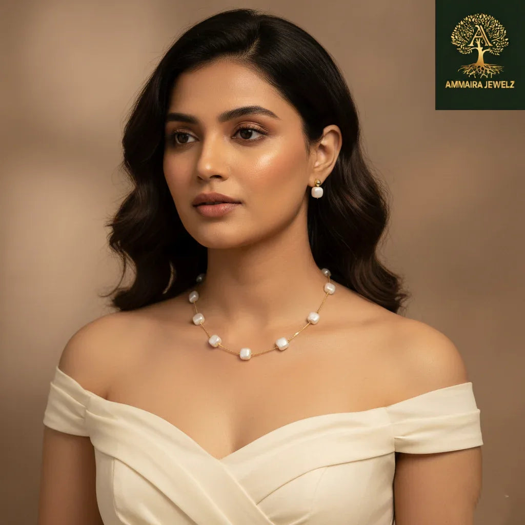 Ammaira's Chic Pearl Cube Station Mala Set - Ammaira Jewelz