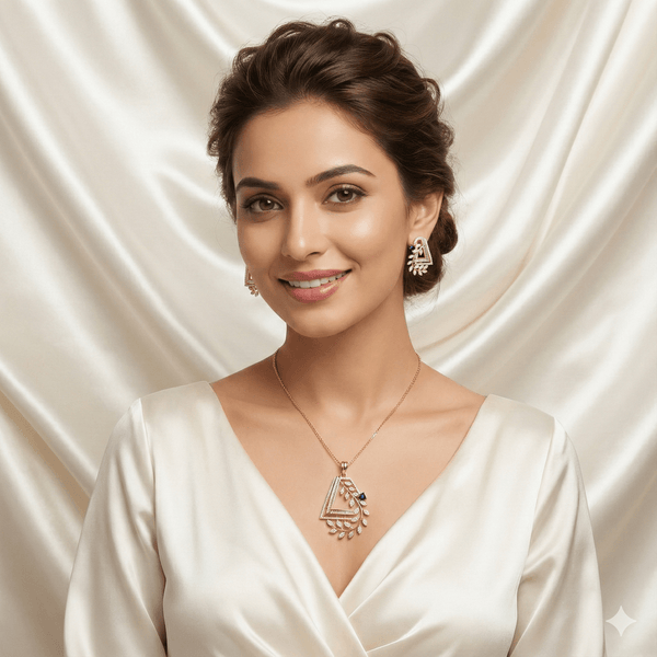 Ammaira's Rose Gold Geometric Leaf Pendant Set . Ammaira Jewelz