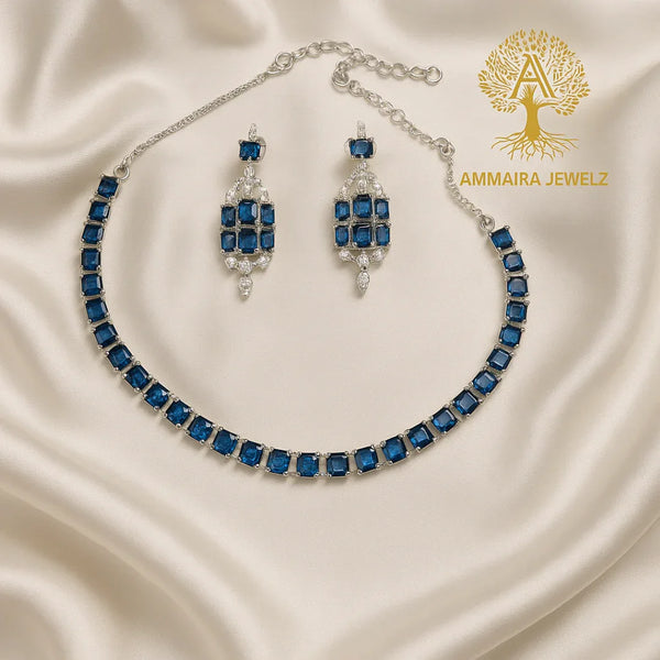 Ammaira's Royal Blue Geometric CZ Set - Ammaira Jewelz