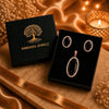 18K rose gold polish oval doublet stone pendant set with matching stud earrings surrounded by high-quality American Diamonds (CZ) for women