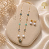 Aurora Luxe Gold Crystal & Pearl Mala Set with Earrings