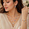 Azure Bloom Luxe Gold Mala Set with Bracelet & Earrings