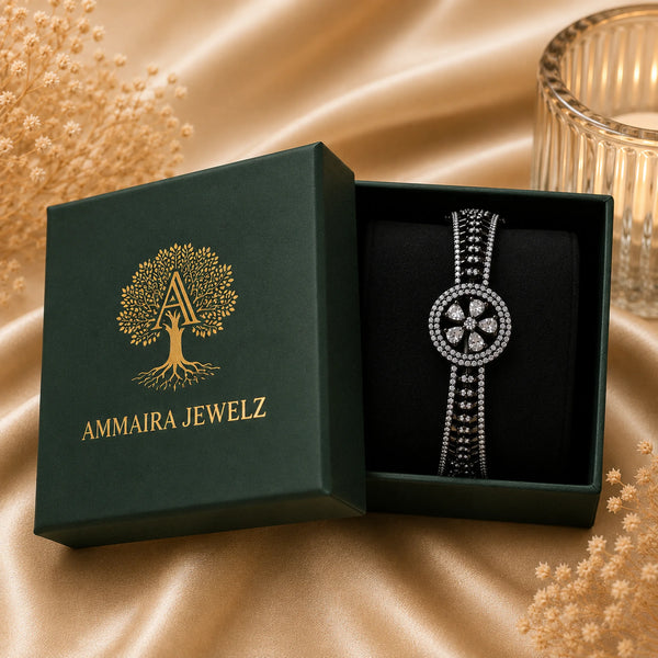 Black Rhodium American Diamond Bracelet for Women
