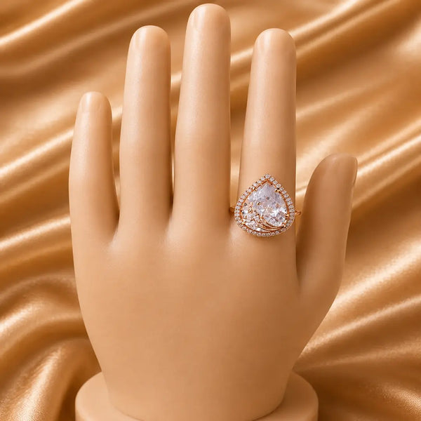 Celestial Dewdrop Adjustable Crystal Ring for Women