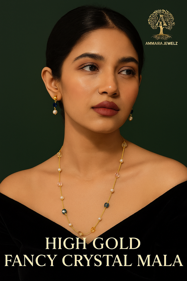 Ammaira's Fancy High Gold Polish Crystal Mala Chic Set