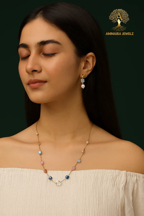 Ammaira's Fancy High Gold Polish Crystal Mala Chic Set - Ammaira Jewelz