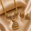 Divine Gajraj Temple Heritage Matte Rose Gold Necklace Set with Earrings