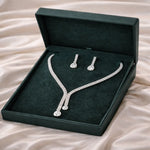 Elegant Silver Plated Drop Necklace Set for Bridal & Party Wear