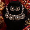 Oxidised German silver elephant motif necklace set for women with matching Jhumka earrings for Navratri