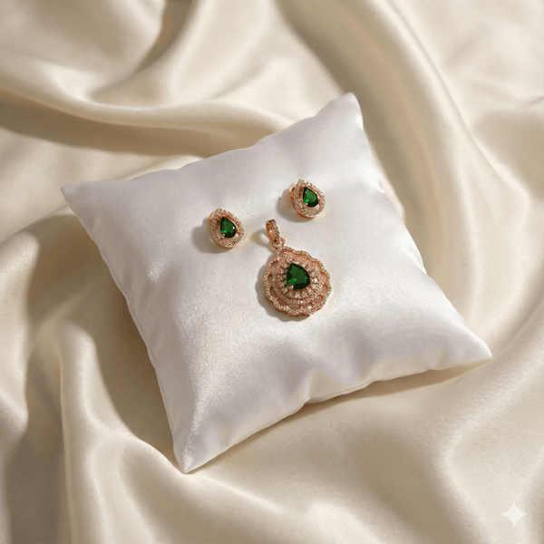 Emerald Green Teardrop Pendant Set | Ammaira Jewelz Ammaira Jewelz