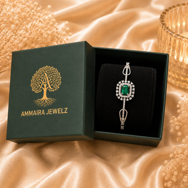 Emerald Stone American Diamond Bracelet for women