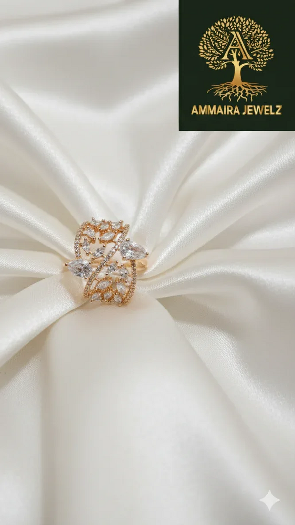 Ammaira's Rose Gold Crystal Bloom Ring - Ammaira Jewelz