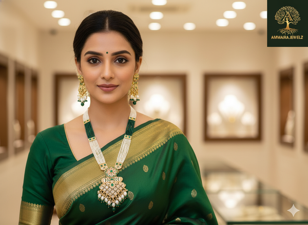Ammaira’s Heritage Polki Kundan Emerald & Pearl Necklace Set ✨