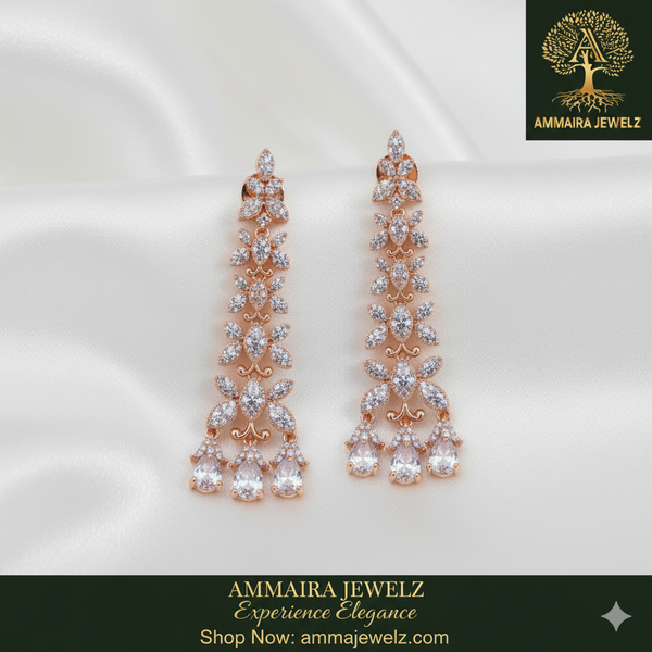 Ammaira's BLOSSOM CASCADE DROPS: Floral Diamond Chandelier Earrings