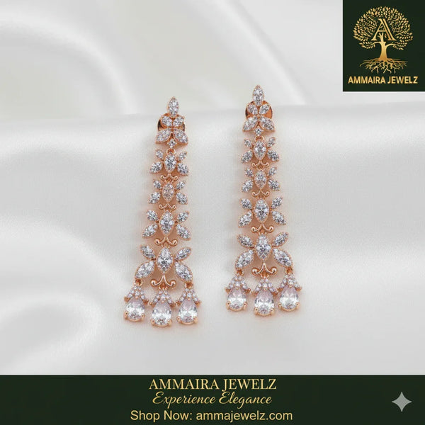 Ammaira's BLOSSOM CASCADE DROPS: Floral Diamond Chandelier Earrings - Ammaira Jewelz