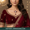 Ammaira's Ganesh Themed Rose Gold Polish Pendent Set Red - Ammaira Jewelz