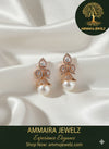 Ammaira's Rose Gold Lustre Grace Earrings with Pearl Drop (Clear) - Ammaira Jewelz