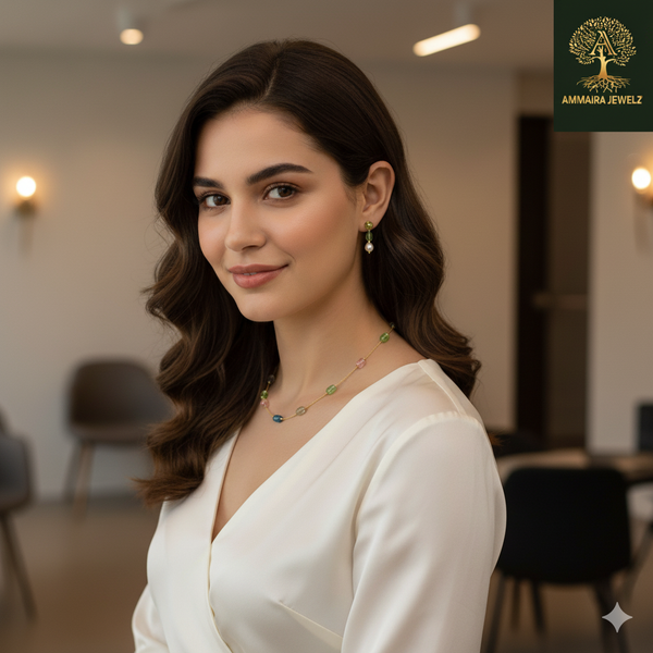 Ammaira's Fancy High Gold Polish Pastel Crystal Mala Chic Set