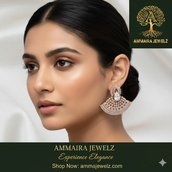 Ammaira's The Empress Fan Hoops: Rose Gold Statement Chandeliers - Ammaira Jewelz