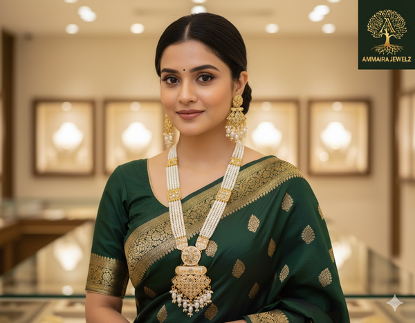 Ammaira’s Premium Designer Reverse AD MeenaKari Pearl & Crystal Necklace Set 👑