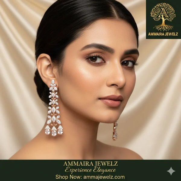 Ammaira's BLOSSOM CASCADE DROPS: Floral Diamond Chandelier Earrings - Ammaira Jewelz